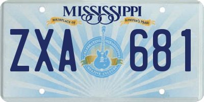 MS license plate ZXA681