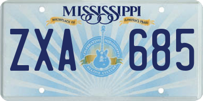 MS license plate ZXA685