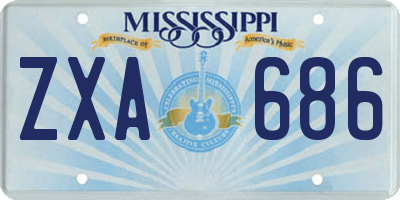 MS license plate ZXA686