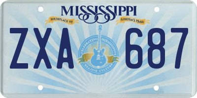 MS license plate ZXA687