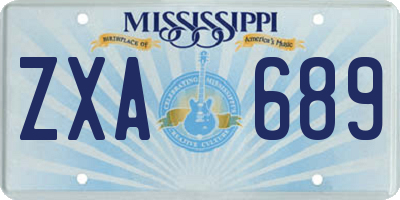 MS license plate ZXA689
