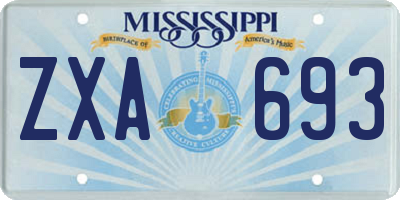 MS license plate ZXA693