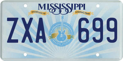MS license plate ZXA699