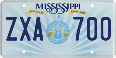 MS license plate ZXA700