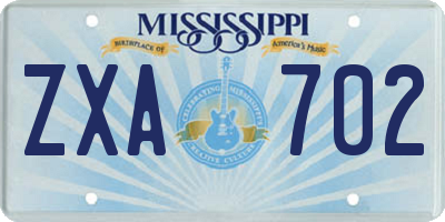 MS license plate ZXA702