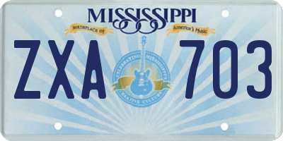 MS license plate ZXA703