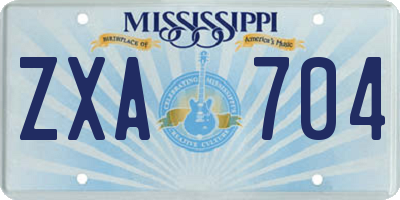 MS license plate ZXA704