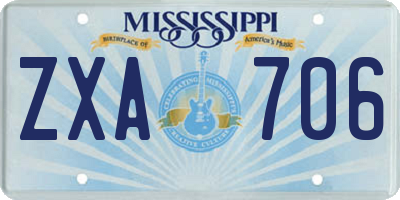 MS license plate ZXA706