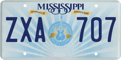 MS license plate ZXA707