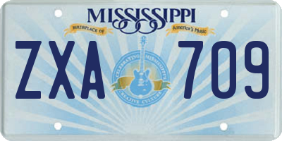 MS license plate ZXA709