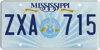 MS license plate ZXA715