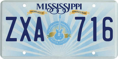 MS license plate ZXA716