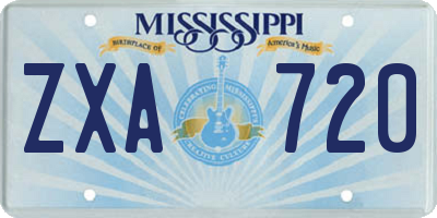 MS license plate ZXA720