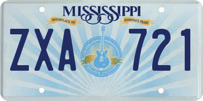 MS license plate ZXA721