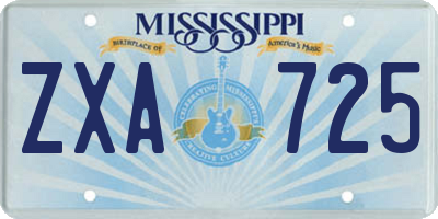 MS license plate ZXA725