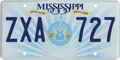 MS license plate ZXA727