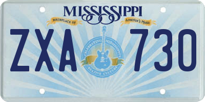MS license plate ZXA730