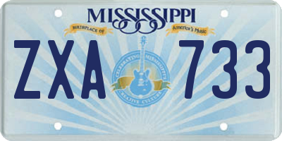 MS license plate ZXA733