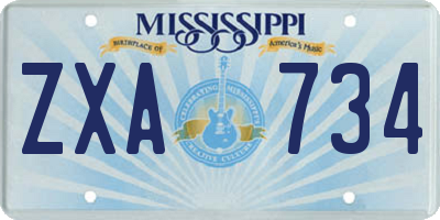 MS license plate ZXA734