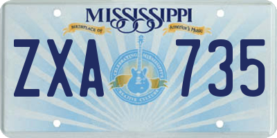 MS license plate ZXA735