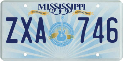 MS license plate ZXA746