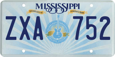 MS license plate ZXA752