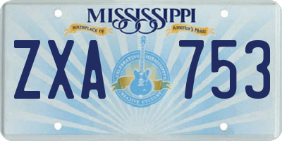 MS license plate ZXA753