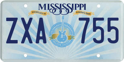 MS license plate ZXA755