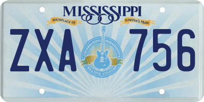 MS license plate ZXA756