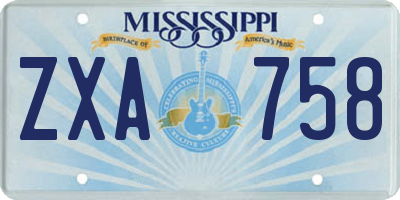 MS license plate ZXA758