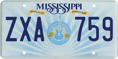 MS license plate ZXA759