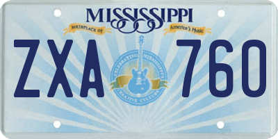 MS license plate ZXA760