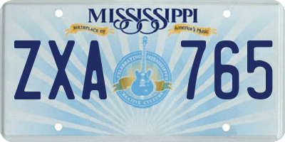 MS license plate ZXA765