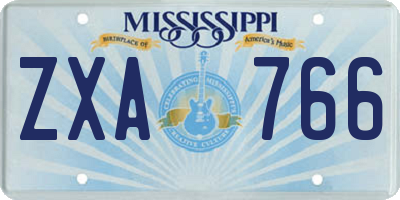 MS license plate ZXA766