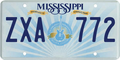MS license plate ZXA772