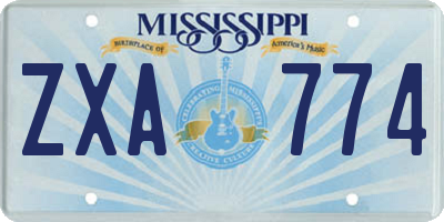 MS license plate ZXA774