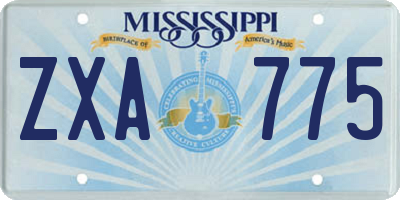 MS license plate ZXA775