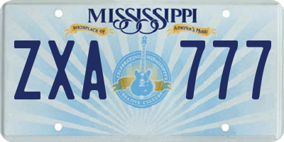 MS license plate ZXA777