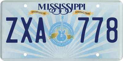 MS license plate ZXA778