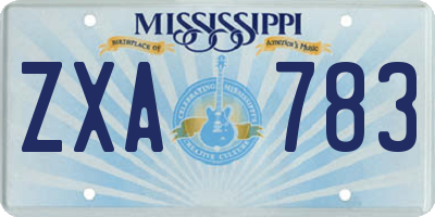 MS license plate ZXA783