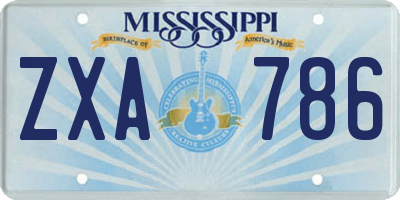 MS license plate ZXA786