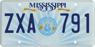 MS license plate ZXA791