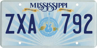 MS license plate ZXA792