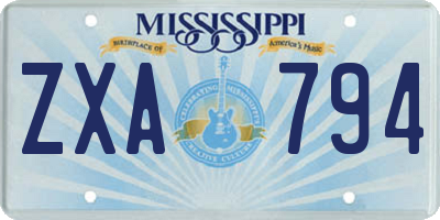 MS license plate ZXA794
