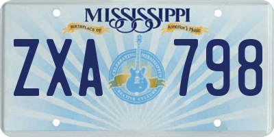 MS license plate ZXA798