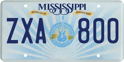 MS license plate ZXA800