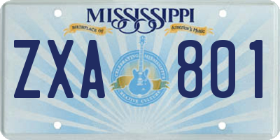 MS license plate ZXA801