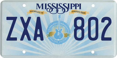 MS license plate ZXA802