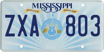 MS license plate ZXA803