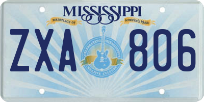 MS license plate ZXA806